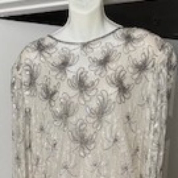 SCALA 100% Rayon Beaded Sequined Tiered Tea/cocktail length dress - Picture 2 of 7